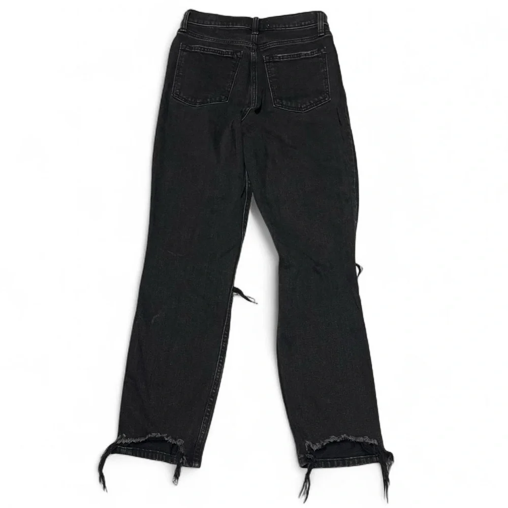 Abercrombie Fitch The Mom High Rise Distressed Jeans Sz 27x26 Black Grunge - Picture 3 of 8